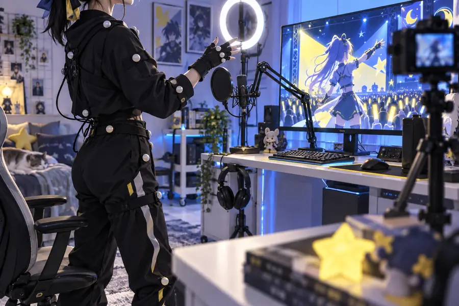 Überarbeitetes VTuber-Szenenkonzept zur visuellen Überprüfung